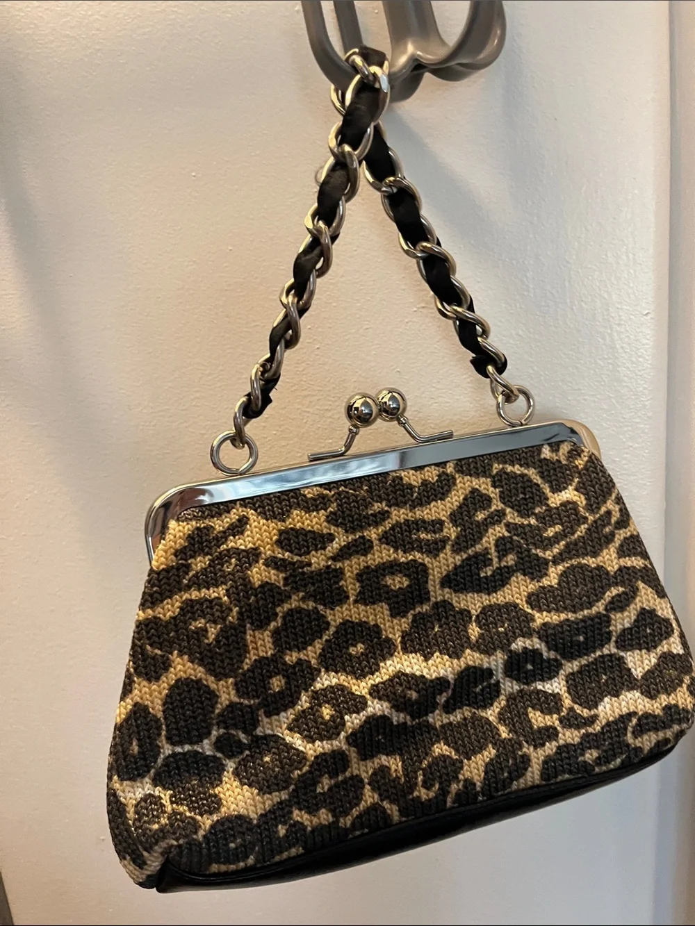 The Sak Leopard Print Chain-Handle Clutch - Black & Gold